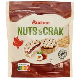 AUCHAN Mon goûter Biscuits fourrés à la pâte à tartiner noisettes 228g