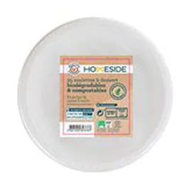 HOMESIDE Assiettes rondes Dessert Biodégradables 18cm x25 x25