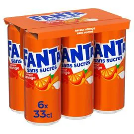 FANTA Soda Saveur Orange Sans Sucre 6x33cl