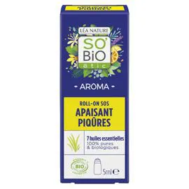 LÉA NATURE, SO'BIO ÉTIC Huile Essentielle Apaisant Piqûres Roll-On aux 7 Huiles Essentielles Bio 5ml