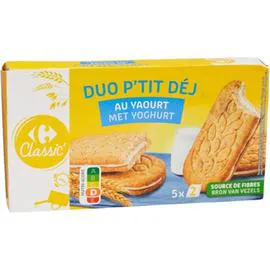 CARREFOUR CLASSIC' Biscuits Duo P'tit Dej au yaourt 253g