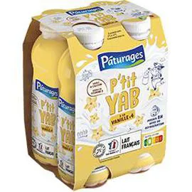 PÂTURAGES P'tit Yab - Yaourt à boire vanille 4x180g