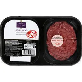 MONOPRIX GOURMET Steak hache de boeuf Label Rouge race Limousine facon bouchere 12% mat. gr. 250g