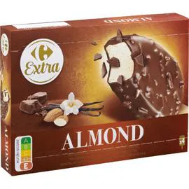 CARREFOUR EXTRA Glaces chocolat au lait amandes 4x78,5g