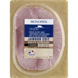 MONOPRIX Jambon découenné réduit en sel 160g