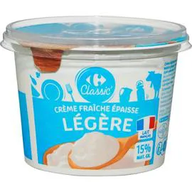 CARREFOUR CLASSIC' Crème fraîche épaisse légère 15% MG 497g