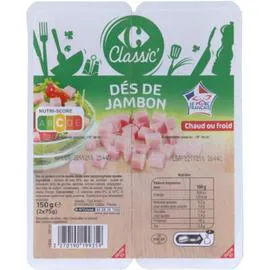 CARREFOUR CLASSIC' Dés de jambon 2x75g