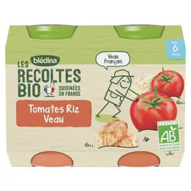 BLÉDINA, LES RECOLTES BIO Petit pot bébé tomates riz veau - dès 6 mois 2x200g