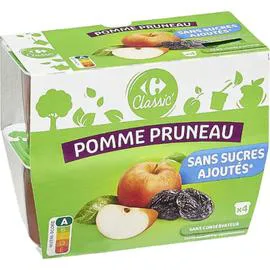 CARREFOUR CLASSIC' Compote pomme pruneau s/sucres ajoutés 4x100g