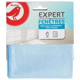 AUCHAN Chiffon microfibre spécial fenêtres vitres et miroirs 35x35cm l'unité