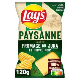 LAY'S Chips recette paysanne saveur fromage du Jura et poivre noir 120g