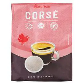 AUCHAN Dosettes de café corsé compatibles Senseo x36 250g
