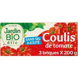 LÉA NATURE, JARDIN BIO ÉTIC Coulis de tomate sans sel ajouté Bio 3x200g
