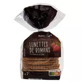 AUCHAN TERROIR Biscuits lunettes de Romans pur beurre à la fraise de la Drôme 350g