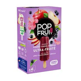 POP FRUIT Profruit Bâtonnet Sorbet pomme cassis hibiscus 4x70g