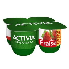 DANONE, ACTIVIA Probiotiques Yaourt saveur fraise 4x125g