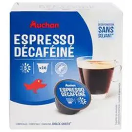 AUCHAN Capsules de café expresso décaféiné compatible Dolce gusto 112g
