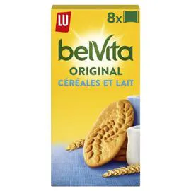 LU, BELVITA Biscuits petit déjeuner céréales et lait 8x50g