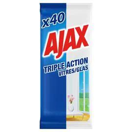 AJAX Lingette Vitres Triple Action Sans Traces x40 