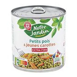 MARQUE REPÈRE, NOTRE JARDIN Petits pois carottes Extra Fins -A l'étuvée 265g