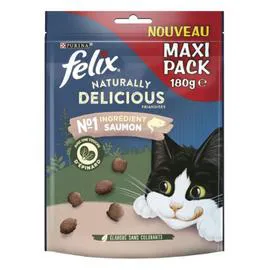 PURINA, FELIX Friandises pour chat adultes saumon avec une touche d'épinard 180g