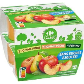 CARREFOUR CLASSIC' Compote assortiment s/s ajoutés 4x100g