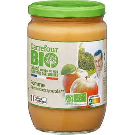 CARREFOUR BIO Compote bio purée de pommes s/sucres ajoutés 625g