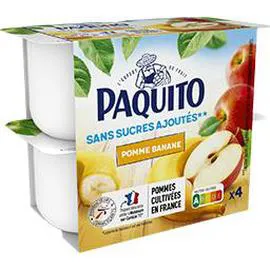 PAQUITO Purée de pommes bananes sans sucres ajoutés 4x100g
