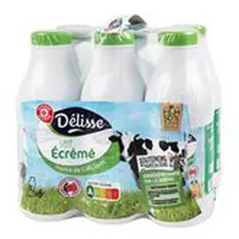 MARQUE REPÈRE, DÉLISSE Lait écrémé UHT - Bouteille : 6x1l