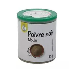 AUCHAN, POUCE Poivre noir moulu 55g
