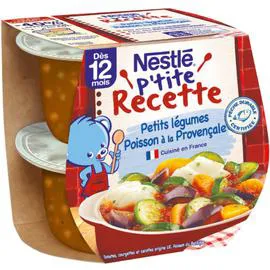 NESTLÉ, P'TITE RECETTE Plat bébé poisson à la Provençale - dès 12 mois 2x200g