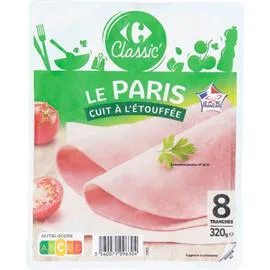 CARREFOUR CLASSIC' Jambon Le Paris cuit à l'étouffée 320g