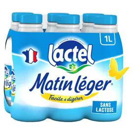 LACTEL, MATIN LÉGER Lait Sans lactose UHT Demi-Ecrémé 6x1l
