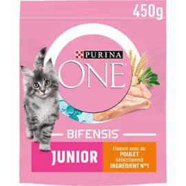 PURINA, ONE Croquettes pour chatJunior, poulet & céréales 450g