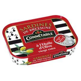 CONNÉTABLE Sardines à l'huile d'olive vierge extra de Bretagne 135g
