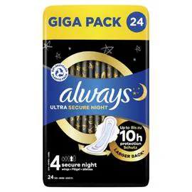 ALWAYS, ULTRA Serviette Hygiènique Taille 4 Secure Night x24