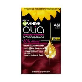 GARNIER, OLIA Coloration Cheveux Permanente Sans Amoniaque 6.66 Carmin Eclatant l'unité
