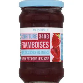 MONOPRIX Confiture de framboises 30% de sucres en moins 340g