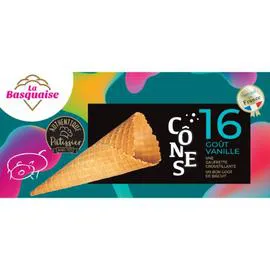 LA BASQUAISE Biscuits cônes goût vanille 175g