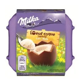 MILKA Oeuf coque chocolat au lait fourré crème confiseur 136g