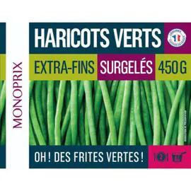 MONOPRIX Haricots verts extra-fins, surgelés 450g