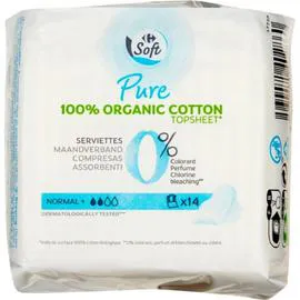 CARREFOUR SOFT Serviettes Pure Normal+ x14