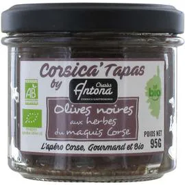 CHARLES ANTONA Tapas Olives Noires aux Herbes du maquis de Corse Bio 95g