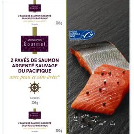 MONOPRIX GOURMET 2 Pavés de saumon sauvage MSC avec peau 300g