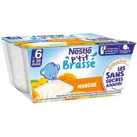 NESTLÉ, P'TIT BRASSÉ Dessert bébé dès 6 mois,mangue 4x100g