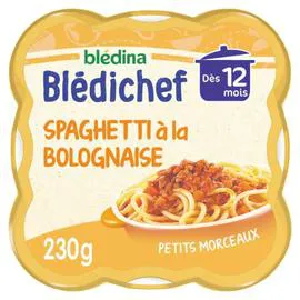 BLÉDINA, BLÉDICHEF Plat bébé spaghetti à la bolognaise - dès 12 mois 230g