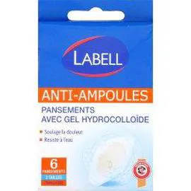 LABELL Pansements avec gel hydrocolloïde anti-ampoules x6