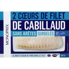 MONOPRIX Coeurs de filet de cabillaud 300g