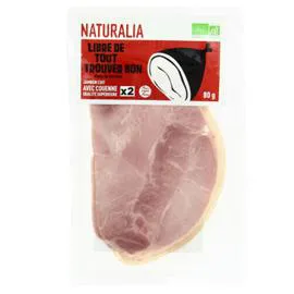 NATURALIA Jambon supérieur avec couenne bio x2 80g