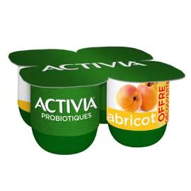 DANONE, ACTIVIA Probiotiques Yaourt saveur abricot 4x125g